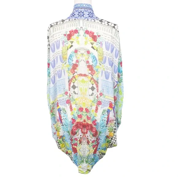 Camilla Open Front Cardi Cape Masking Madness 100% Silk Crystal Embellised OS